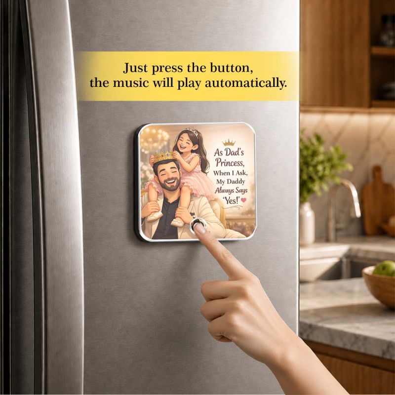 Musical Fridge Magnet Gift for Father Day from Daughter | Birthday Gift for Papa Rechargeable Music Fridge Magnet for Refrigerator & Almirah Decor